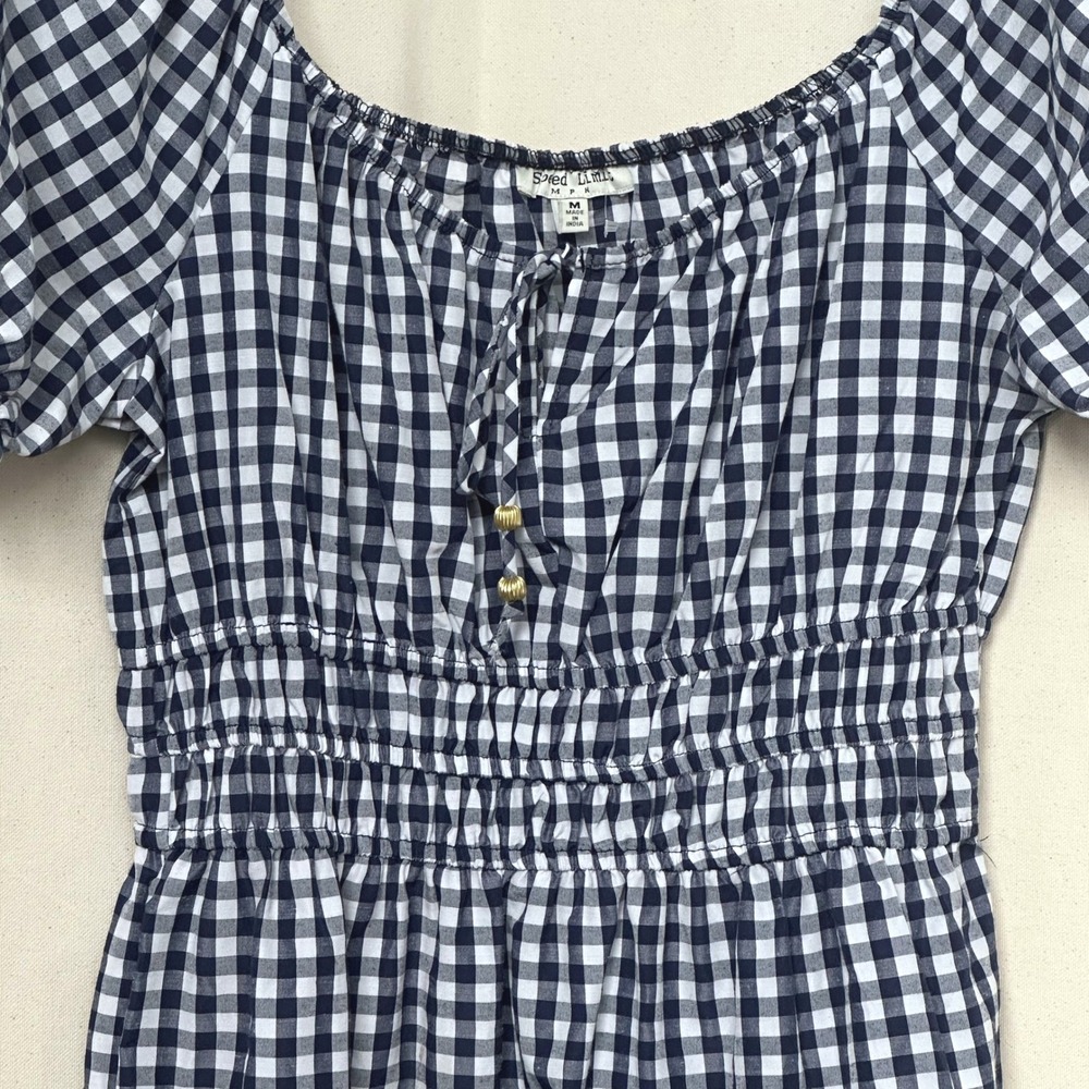 Speed Limit‎ MIlkmaid Gingham Check Prairie Dress Puff Sleeve Tiered Mini Size M - Picture 4 of 10